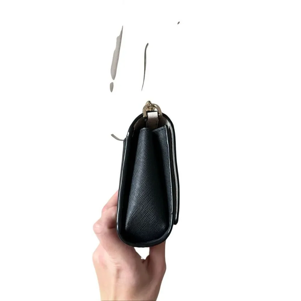 Kate‎ Spade Crossbody Bag Purse Leather Cream Black Chain